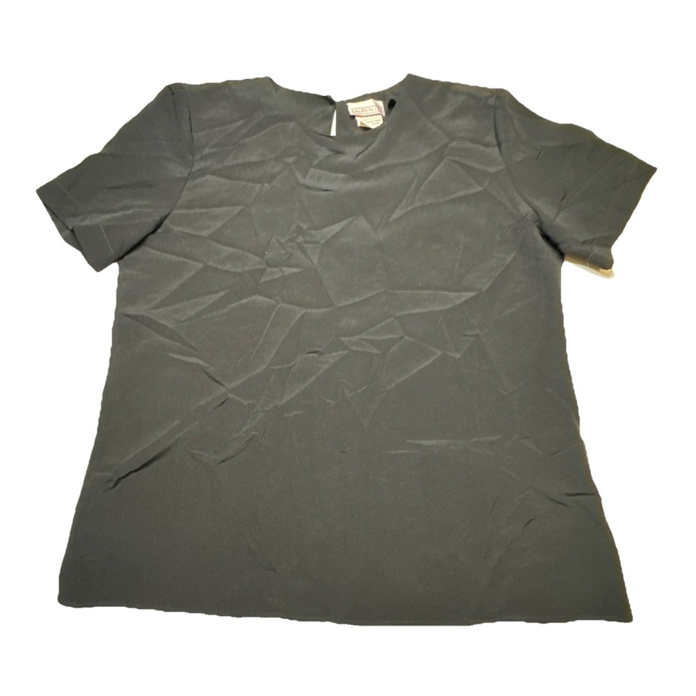 Lauren Lee Womens Small Black Short Sleeve Blouse Round Neck 100% polyester